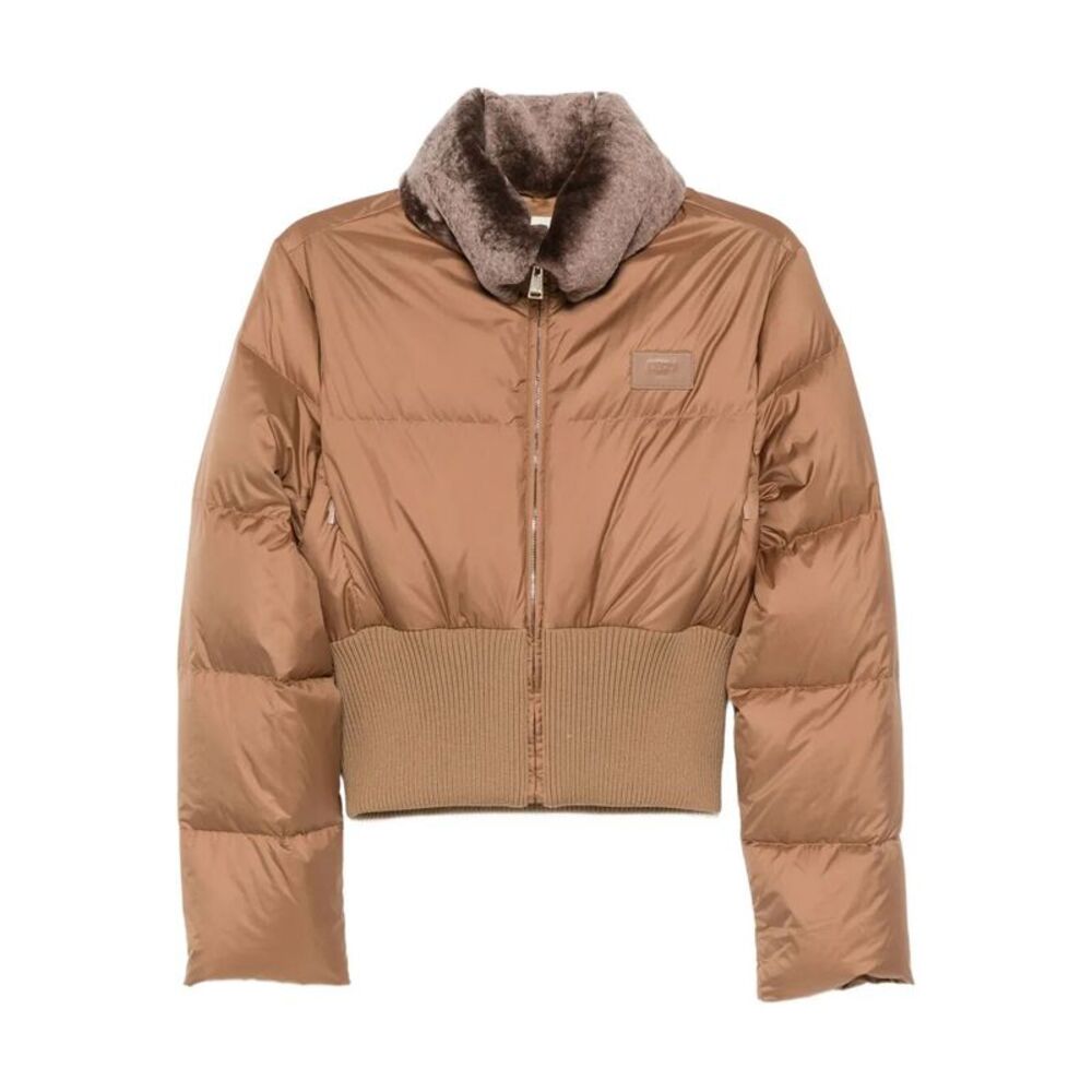 Short Padded Down Jacket With Shearling Collar Women